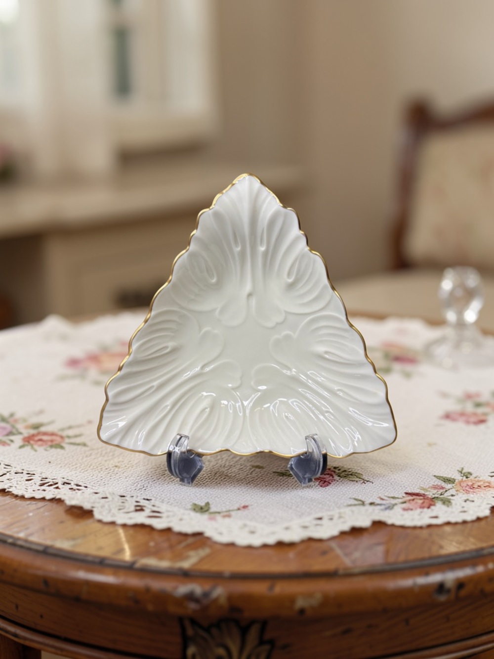 Vintage Lenox Triad Collection triangular Candy Dish 24k Gold Trimmed.